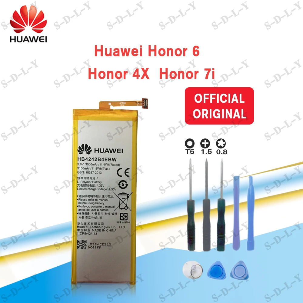 Оригинальный литий-ионный аккумулятор для телефона Huawei HB4242B4EBW Honor 6 искусственных