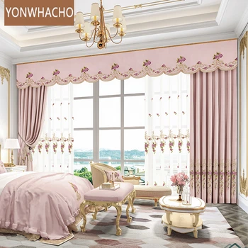 Custom curtains high-grade bedroom American thick embroidered pink velvet cloth blackout curtain valance tulle panel B572
Custom curtains high-grade bedroom American thick embroidered pink velvet cloth blackout curtain valance tulle panel B572