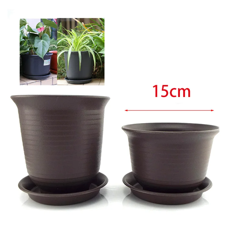 

15cm Plastic Garden Flower Pot Plant Succulent Grow Nursery Pots Veg Planter Home Tools Tray Flowerpot for Bonsai Herb