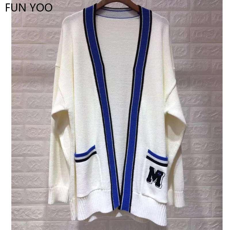 2019 Woman CardigansLong Sweater Open Stitch Knitted Pockets Outwears Autumn Blue White Full Sleeves Wool
2019 Woman CardigansLong Sweater Open Stitch Knitted Pockets Outwears Autumn Blue White Full Sleeves Wool