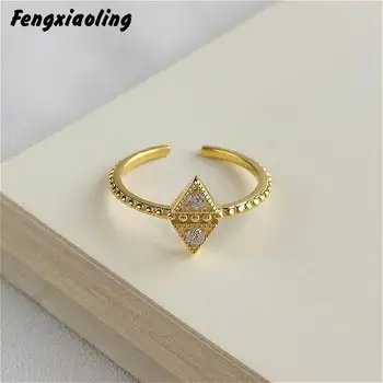 Fengxiaoling Real 925 Sterling Silver Geometric Patterns Zircon Triangle Open Rings For Women European Style Golden Rings
Fengxiaoling Real 925 Sterling Silver Geometric Patterns Zircon Triangle Open Rings For Women European Style Golden Rings