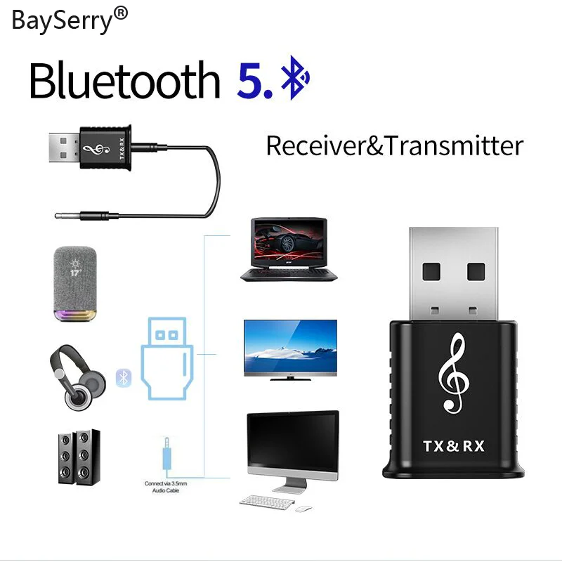 BaySerry 3in1 Bluetooth 5.0 Audio Receiver Transmitter AUX RCA 3.5mm Jack Hifi Stereo USB Wireless Adapter For TV PC Car Kit MP3
BaySerry 3in1 Bluetooth 5.0 Audio Receiver Transmitter AUX RCA 3.5mm Jack Hifi Stereo USB Wireless Adapter For TV PC Car Kit MP3