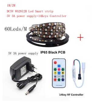 1-2m DC5V WS2812B Led Strip 60 pixels/leds/m WS2812 IC Smart 5050 RGB led Strip light+5V LED Power Supply + LED Controller
1-2m DC5V WS2812B Led Strip 60 pixels/leds/m WS2812 IC Smart 5050 RGB led Strip light+5V LED Power Supply + LED Controller