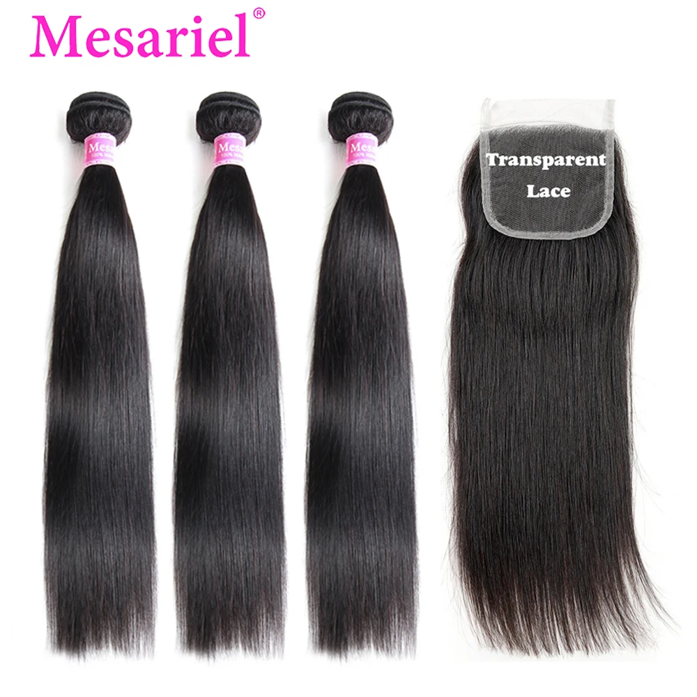 Mesariel Brazilian Straight Human Hair Weave 3/4 Bundles With 4*4 Transparent Lace Closure Non Remy Hair
Mesariel Brazilian Straight Human Hair Weave 3/4 Bundles With 4*4 Transparent Lace Closure Non Remy Hair