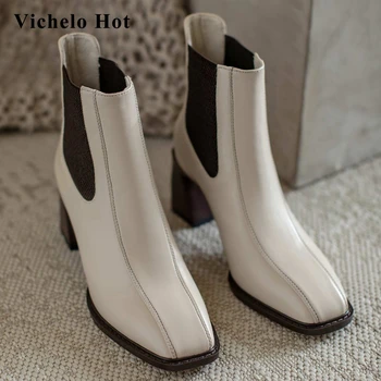 Vichelo Hot Chelsea boots genuine leather mixed colors dating square toe thick high heel slip on vintage modern ankle boots Lcf8
Vichelo Hot Chelsea boots genuine leather mixed colors dating square toe thick high heel slip on vintage modern ankle boots Lcf8