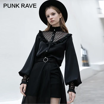 PUNK RAVE Girl's Gothic High Neck Puff Sleeved Stitching Mesh Shirts Women Clothes Black Tops Blouses
PUNK RAVE Girl's Gothic High Neck Puff Sleeved Stitching Mesh Shirts Women Clothes Black Tops Blouses