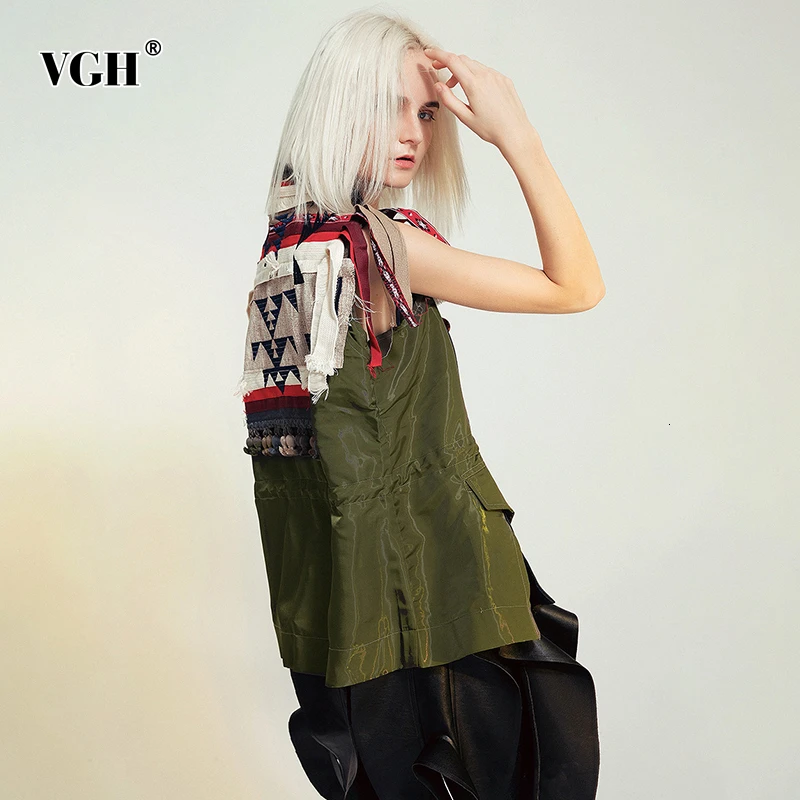 VGH Hit Color Geometric Casual Women's Vest Lapel Collar Short Sleeve Patchwork Tassel Female Vests 2019 Autumn Fashion New
VGH Hit Color Geometric Casual Women's Vest Lapel Collar Short Sleeve Patchwork Tassel Female Vests 2019 Autumn Fashion New