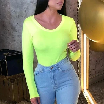 Casual Women Long Sleeve Shirt Bodysuits Basic O-Neck Solid Autumn Winter Neon Bodycon Tops Skinny Overalls Rompers Femme GV188 
Casual Women Long Sleeve Shirt Bodysuits Basic O-Neck Solid Autumn Winter Neon Bodycon Tops Skinny Overalls Rompers Femme GV188