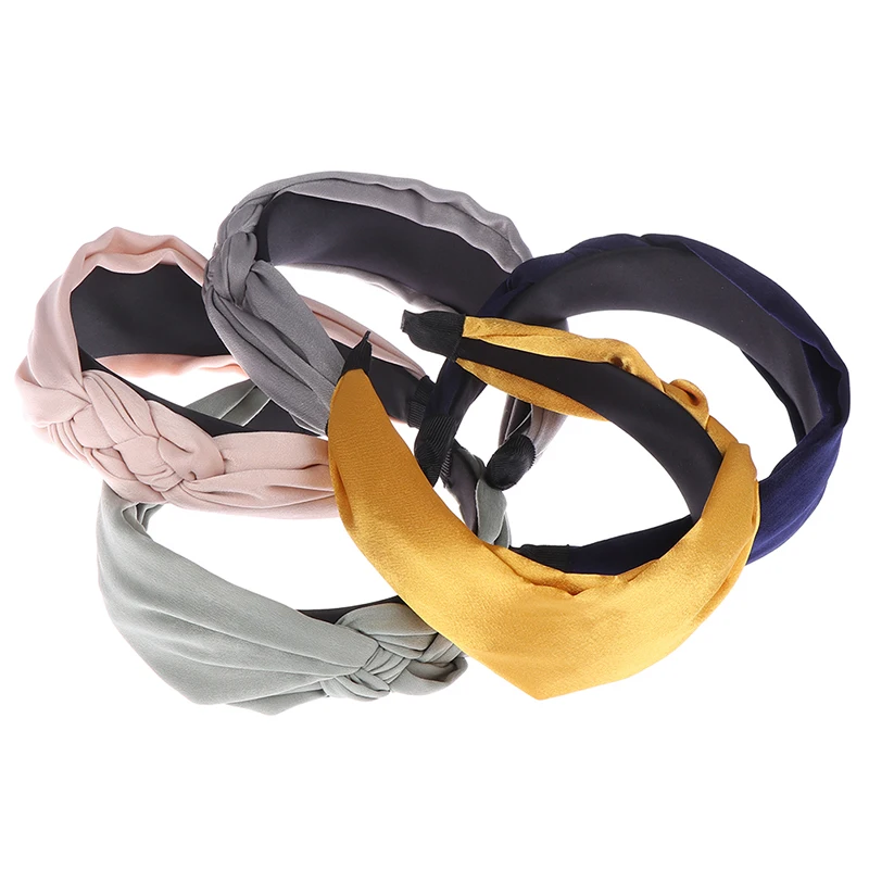 Фото Fashion Solid Twist Knotted Hairband Hair Hoop Headband For Women Knot Cross Tie Band Accessories | Аксессуары для одежды