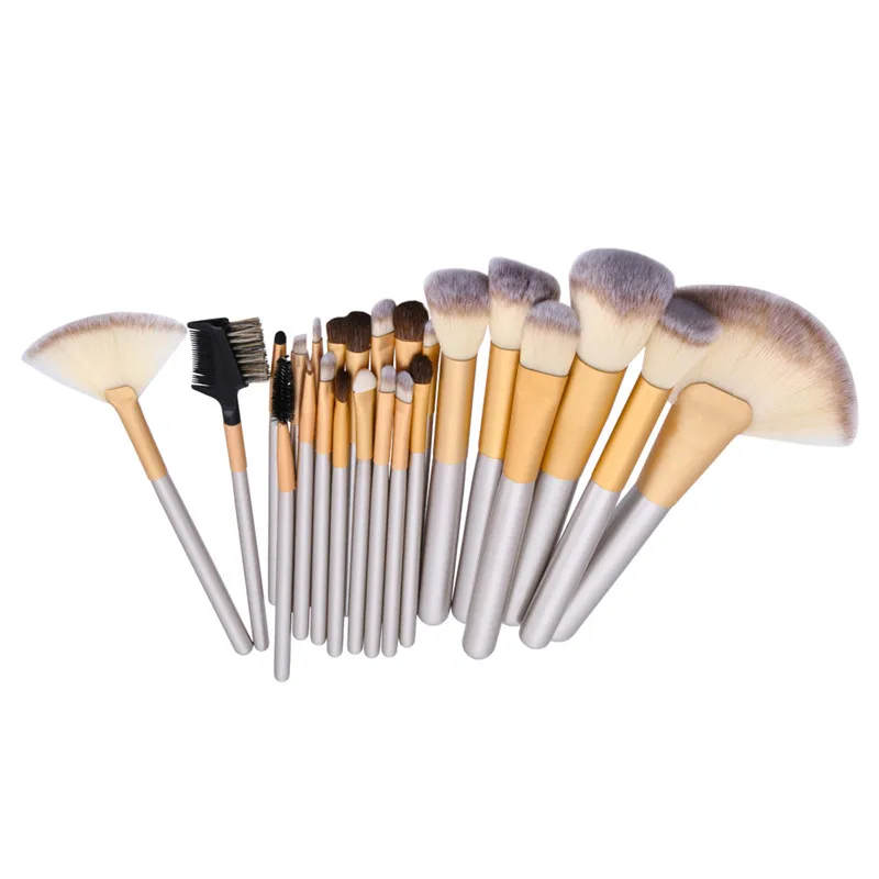 12 Pcs/Set Women Champagne Gold Eyeshadow Eyelash Foundation Blush Eyeliner Powder Fan Makeup Brushes Set |
