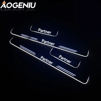2pcs LED Door Sill Compatible For Peugeot Partner MK2 2008 - 2019 Auto Scuff Plate Pathway Dynamic Moving Lights Car Accessories