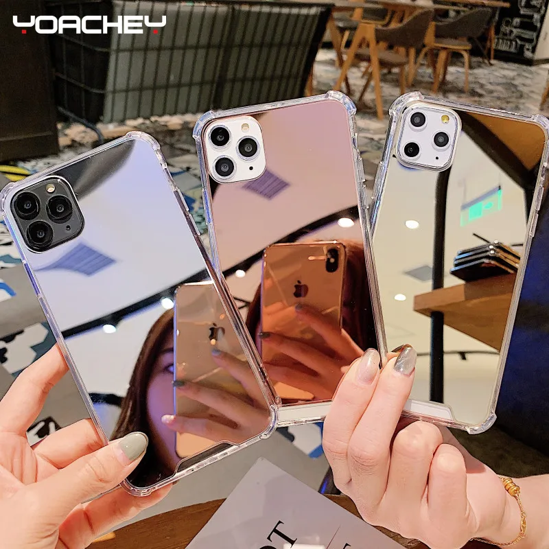 Роскошный прозрачный чехол для телефона с зеркалом макияжа iphone 11 12 Pro XS MAX Mini XR X 7 8