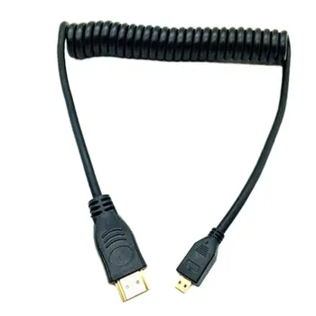 

High-Speed Spring Micro HDMI to HDMI Cable Gold-Plated Supports Ethernet 3D 4K Audio Return Cabo for HDTV XBox Tablet