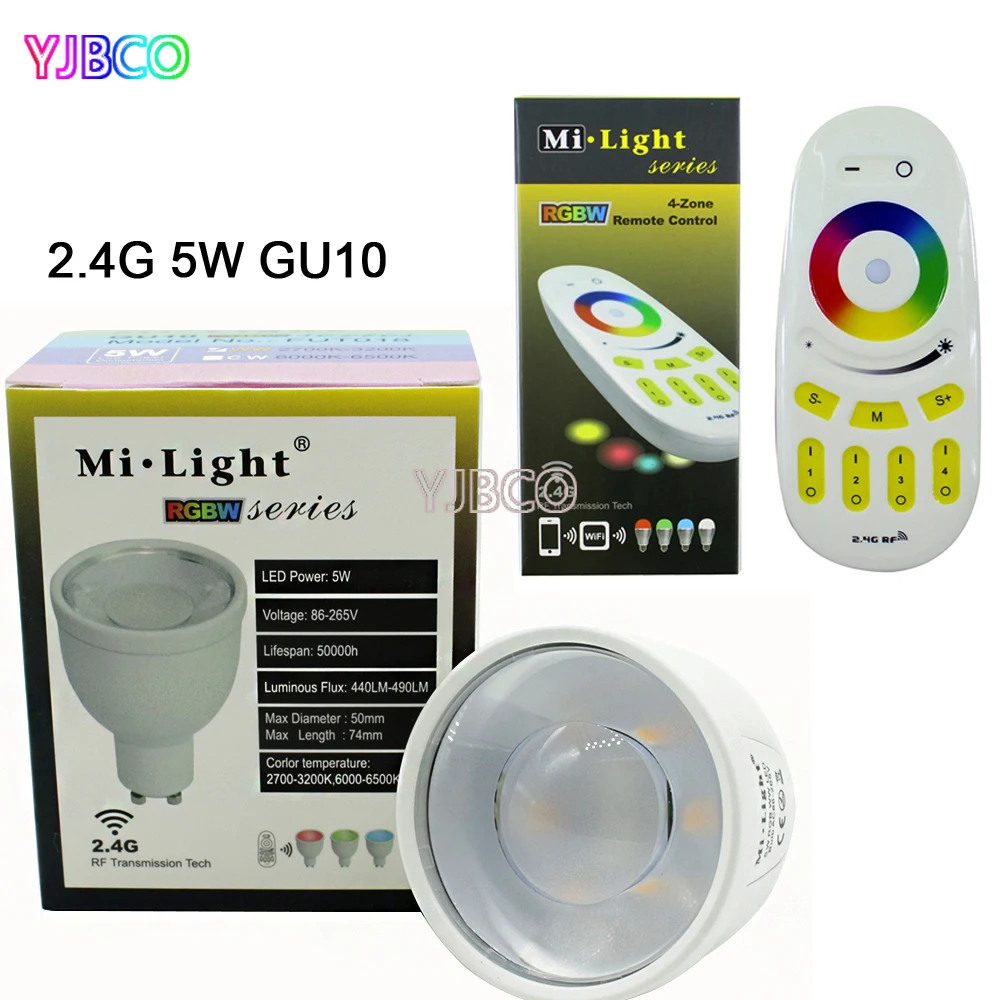 2.4GHz 5W GU10 Smart MiLight Dimmable 220V FUT018 series 86-265V RGBCW RGBWW LED Bulb Lamp Light FUT096 Remote Control
2.4GHz 5W GU10 Smart MiLight Dimmable 220V FUT018 series 86-265V RGBCW RGBWW LED Bulb Lamp Light FUT096 Remote Control