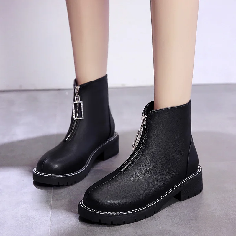 Autumn And Winter Chunky-Heel Metal Man-made Diamond Front Zipper Short Boots Waterproof Platform Europe And America Martin Boot
Autumn And Winter Chunky-Heel Metal Man-made Diamond Front Zipper Short Boots Waterproof Platform Europe And America Martin Boot