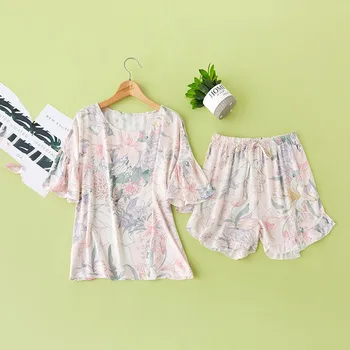 Silky Soft Women 2PCS Nightwear Pajamas Set Summer Casual Loose Short Sleepwear Sleep Set Lotus Leaf Short Sleeve Home Clothes
Silky Soft Women 2PCS Nightwear Pajamas Set Summer Casual Loose Short Sleepwear Sleep Set Lotus Leaf Short Sleeve Home Clothes