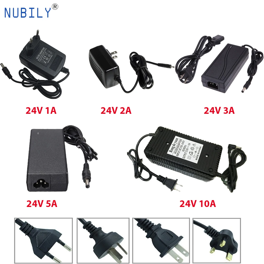 LED Adapter Charger 24V Power Supply 3a 5a 6a 10a Transformer with 5.5x2.1mm DC Jack for 5050 3528 LED Strip CCTV Project
LED Adapter Charger 24V Power Supply 3a 5a 6a 10a Transformer with 5.5x2.1mm DC Jack for 5050 3528 LED Strip CCTV Project