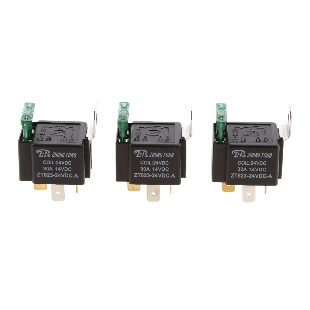 3pcs 24V 30A 4 Pin SPST Relay On/Off Switch Control for Car Truck 3pcs 24V 30A 4 Pin SPST Relay On/Off Switch Control for Car Truck