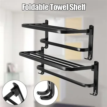 Xueqin 490/590mm Alumimum Foldable Towel Holder Towel Shelf Wall Mounted Bathroom Towel Rack Storage Hanger Shelf Black
Xueqin 490/590mm Alumimum Foldable Towel Holder Towel Shelf Wall Mounted Bathroom Towel Rack Storage Hanger Shelf Black