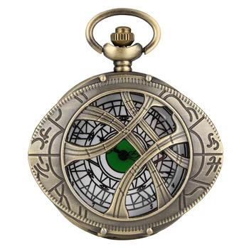 

Doctor Who Theme Eye Shape Hunter Quartz Pocket Watch Bronze Creative Necklace Sweater Necklace Chain Pendant Clock Unisex Gift