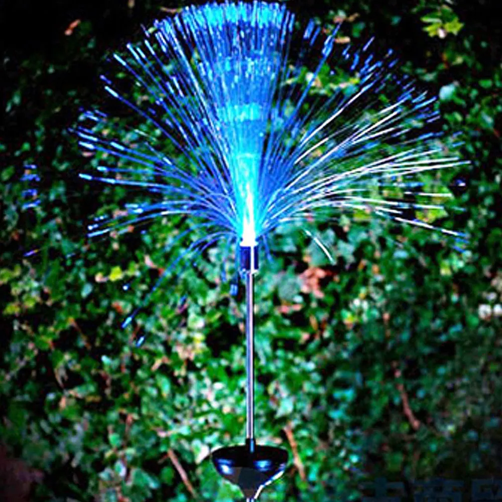 

2Pcs Novelty Solar Powered Color Changing LED Night Outdoor Optical Fiber Lawn Light Garden Decorative Lamp