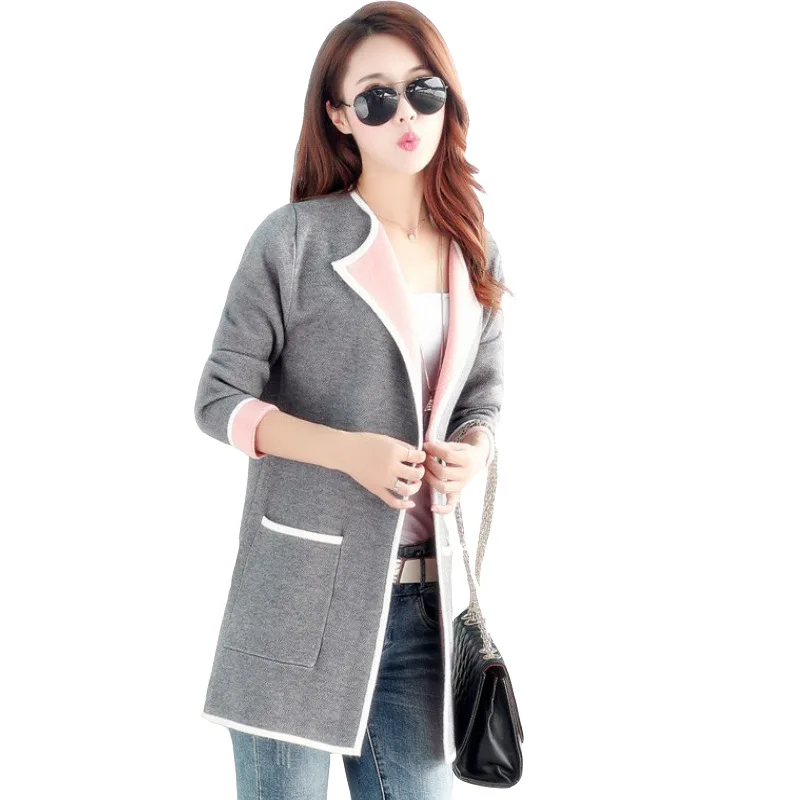 Plus Size Women Jacket Coats Long Autumn Spring Patchwork Knitted Outerwear 2019 Windbreaker Open Stitch Turn Down Collar Coat
Plus Size Women Jacket Coats Long Autumn Spring Patchwork Knitted Outerwear 2019 Windbreaker Open Stitch Turn Down Collar Coat