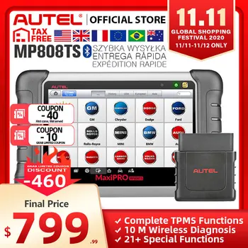 Autel MaxiPro MP808TS OBDII Diagnostic Scanner/Tool WIFI/Bluetooth Oil Reset DPF Regeneration/TPMS/ABS/SRS/EPB Service & More
Autel MaxiPro MP808TS OBDII Diagnostic Scanner/Tool WIFI/Bluetooth Oil Reset DPF Regeneration/TPMS/ABS/SRS/EPB Service & More