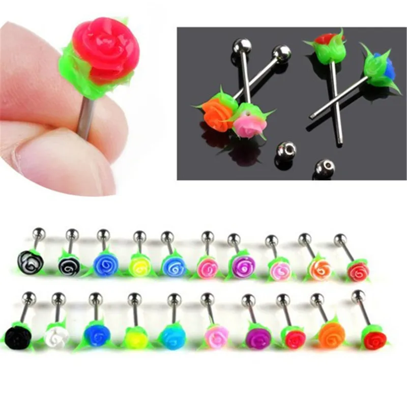 PINKSEE 5Pcs Silicone Rose Flower Tongue Bars tounge barbell Piercing Body Jewelry Send Random Colors 
PINKSEE 5Pcs Silicone Rose Flower Tongue Bars tounge barbell Piercing Body Jewelry Send Random Colors