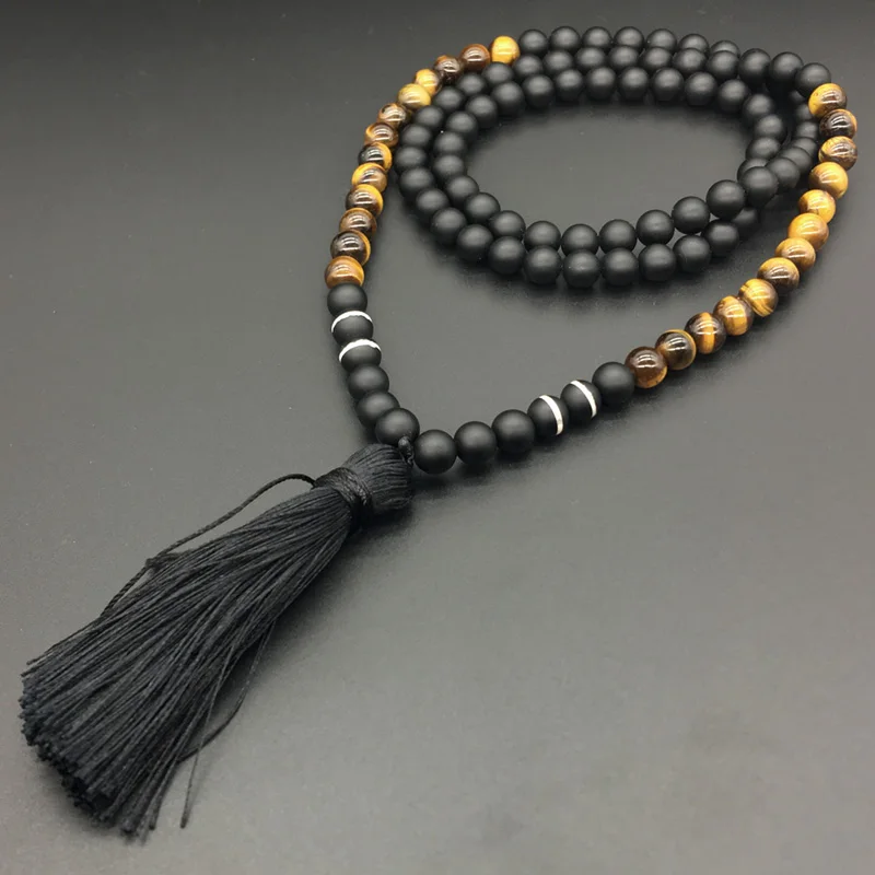 8mm Tigers Eye JapaMala Necklace Namaste Yoga Jewelry Chakra Stones Mala Buddhist Prayer Bead 108 Beads | Украшения и аксессуары