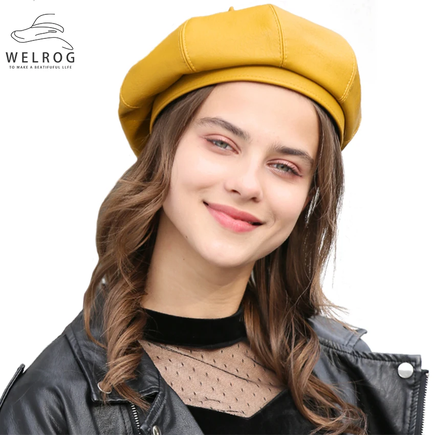 WELROG 2020 PU Leather Octagonal Hat Women Spring Hat Solid Color Beanie Without Brim Octagonal Hat Fashion Newsboy Caps Berets
WELROG 2020 PU Leather Octagonal Hat Women Spring Hat Solid Color Beanie Without Brim Octagonal Hat Fashion Newsboy Caps Berets