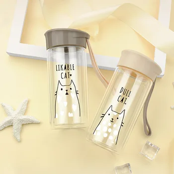 Simple Cat Transparent Borosilicate Cups Double-layer High Temperature Resistant Glass with Rope 240ml Outdoor Portable Bottles
Simple Cat Transparent Borosilicate Cups Double-layer High Temperature Resistant Glass with Rope 240ml Outdoor Portable Bottles