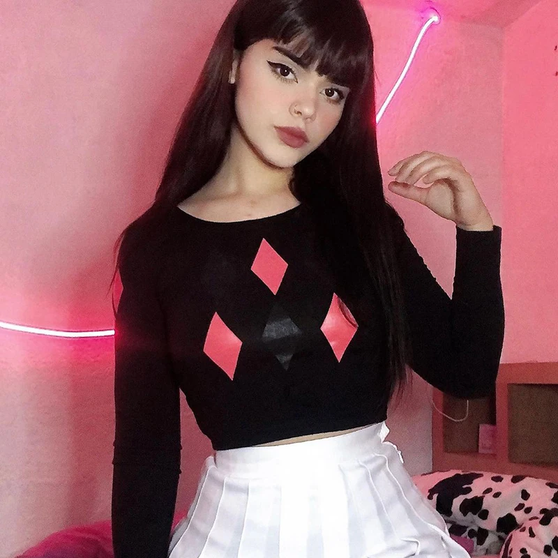 Argyle Plaid Print Kawaii Y2k Crop Top Long Sleeve Black T-Shirts Fashion 2020 New Female Harajuku Tee Shirt For Women Clothing
Argyle Plaid Print Kawaii Y2k Crop Top Long Sleeve Black T-Shirts Fashion 2020 New Female Harajuku Tee Shirt For Women Clothing