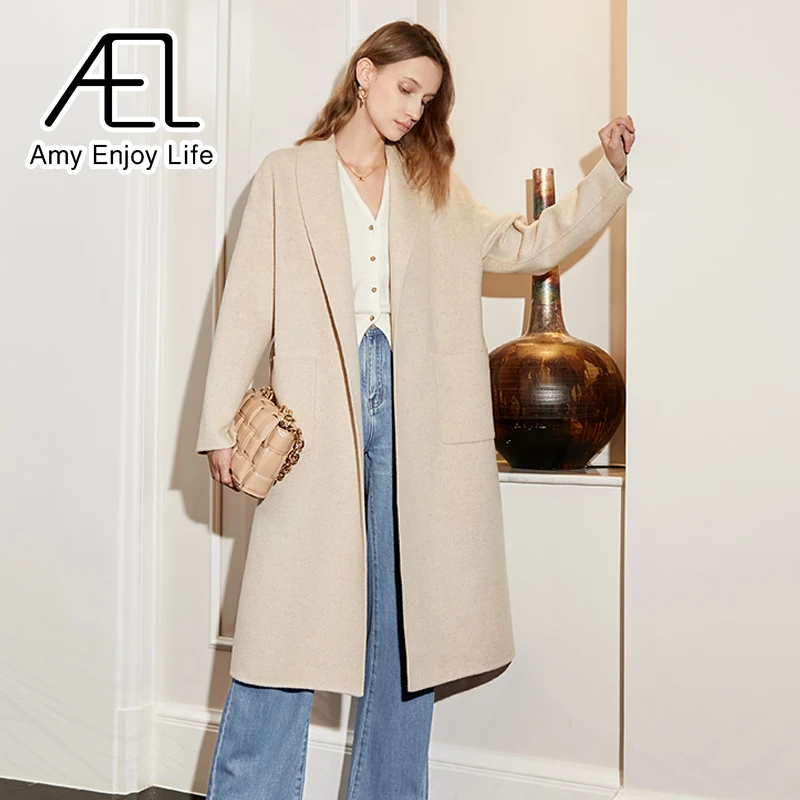 AEL Women's Double Sided Woolen Belt Coat Winter Thick Overcoat Femininity Street Wear Beige
AEL Women's Double Sided Woolen Belt Coat Winter Thick Overcoat Femininity Street Wear Beige