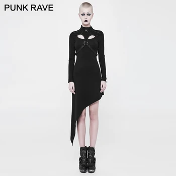 PUNK RAVE Punk Black Party Sexy Ladies Gothic Asymmetrical Slant Hem Black Skinny Front Chest Buckle Loop Fashion Women Dress
PUNK RAVE Punk Black Party Sexy Ladies Gothic Asymmetrical Slant Hem Black Skinny Front Chest Buckle Loop Fashion Women Dress