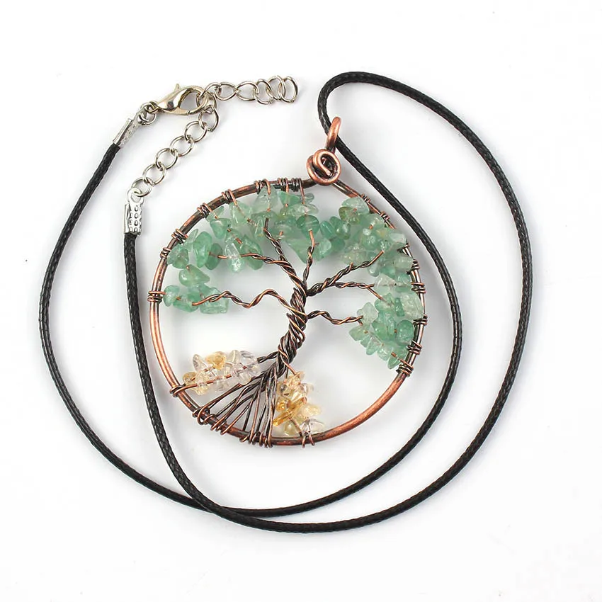 FYJS Unique Copper Plated Wire Wrap Tree of Life Citrines Pendant Green Aventurine Necklace with Rope Chain Jewelry
FYJS Unique Copper Plated Wire Wrap Tree of Life Citrines Pendant Green Aventurine Necklace with Rope Chain Jewelry