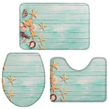 Shell Starfish Wooden Board Bath Set Toilet Cover Mat Pedestal Rug Non-Slip Bathroom Rug Set 
Shell Starfish Wooden Board Bath Set Toilet Cover Mat Pedestal Rug Non-Slip Bathroom Rug Set