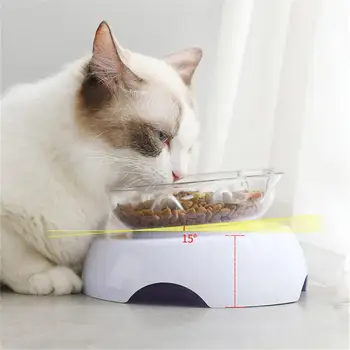 

Pet Cat Feeder Slow Eating Bowl 15 Degrees Incline Removable Pet Drinking Feeding Bowl Cat Water Feeder For Spine Protection