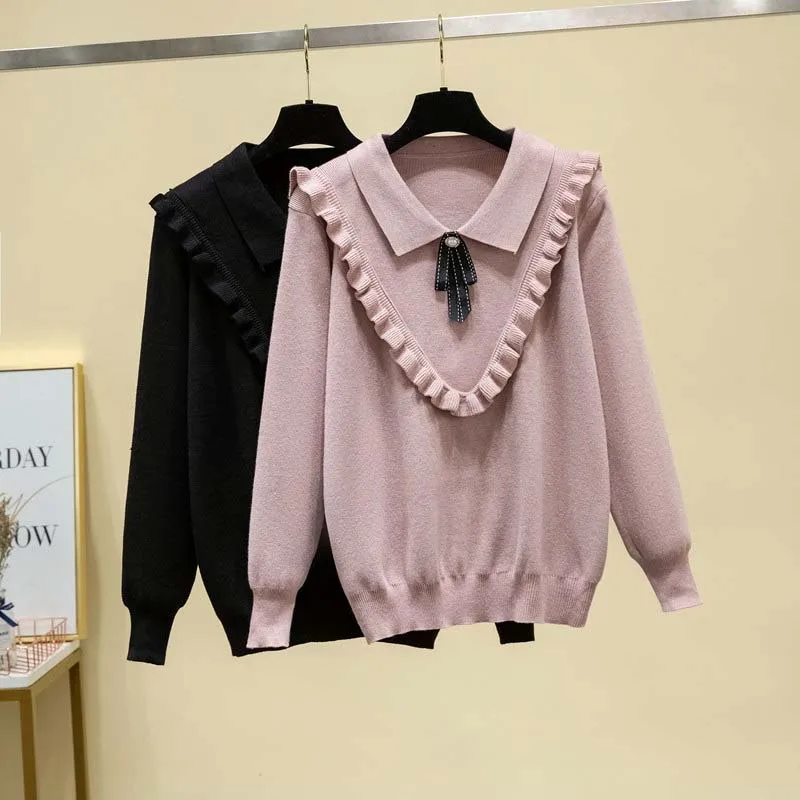 Fall 2020 Women Clothing Plus Size Winter Clothes Sweater Pink Black V Neck Bow Knitting Top Ruffle Long Sleeve Sweater Casual
Fall 2020 Women Clothing Plus Size Winter Clothes Sweater Pink Black V Neck Bow Knitting Top Ruffle Long Sleeve Sweater Casual