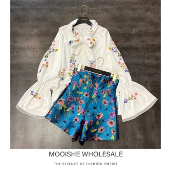 2020 Spring Summer New Flower Embroidery Shorts Set Lace Mesh Shirt + Silk Flower Shorts Women 2 Piece Set
2020 Spring Summer New Flower Embroidery Shorts Set Lace Mesh Shirt + Silk Flower Shorts Women 2 Piece Set