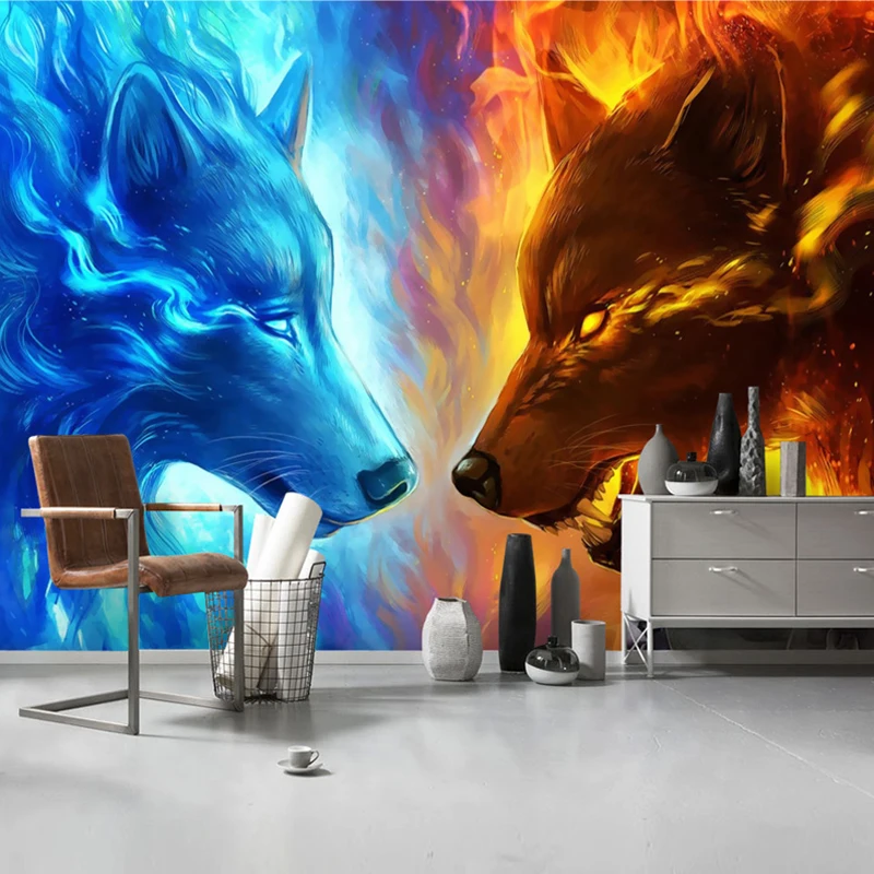 Прямая доставка на заказ 3d Фреска 3D фреска волк Тотем животные обои диван