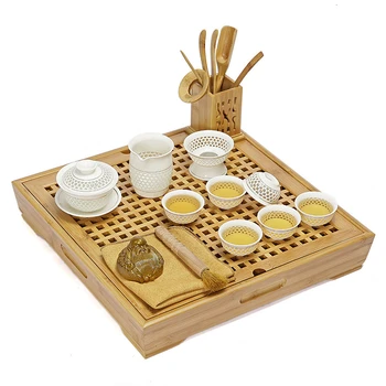 Porcelain 8 Tea Set Suit Household Ceramics Four In One Ebony Bamboo Wujin Stone Concise Tea Platform Tea Tray 
Porcelain 8 Tea Set Suit Household Ceramics Four In One Ebony Bamboo Wujin Stone Concise Tea Platform Tea Tray