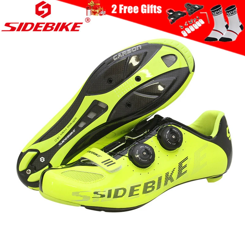 

SIDEBIKE Pro Men Ultralight Carbon Fiber Sole Cycling Shoes Road Triathlon Bike Bicycle Shoes with Breathable Microfiber Upper