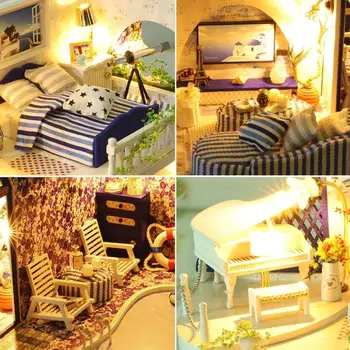 DIY Dollhouse Creative Self-assembly Villa Santorini Toy House Kit Children DIY Gift House Model Educational Wooden Birthda T9E4 
DIY Dollhouse Creative Self-assembly Villa Santorini Toy House Kit Children DIY Gift House Model Educational Wooden Birthda T9E4