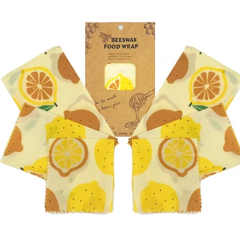 6pcs/Set 2S 2M 2L Plastic Free Zero Waste Reusable Sustainable Natural Eco-friendly Food Storage Wrap Wrapper Beeswax Wraps