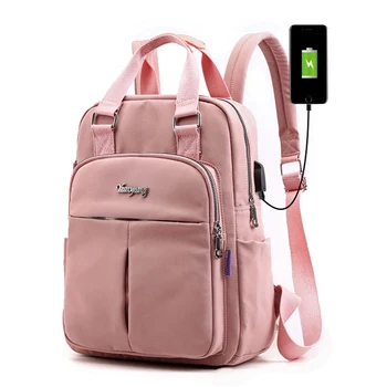 Nylon Backpacks Women School Bags Teenager Girls Cute Pink Back Pack Multifunctional Small Fresh Ladies Bagpack USB Charging New
Nylon Backpacks Women School Bags Teenager Girls Cute Pink Back Pack Multifunctional Small Fresh Ladies Bagpack USB Charging New