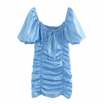 2020 Spring Summer New Polka Dot Pleated blue zaraing women Dress sheining vadiming female Blue dress sexy vintage Xdn9529 
2020 Spring Summer New Polka Dot Pleated blue zaraing women Dress sheining vadiming female Blue dress sexy vintage Xdn9529