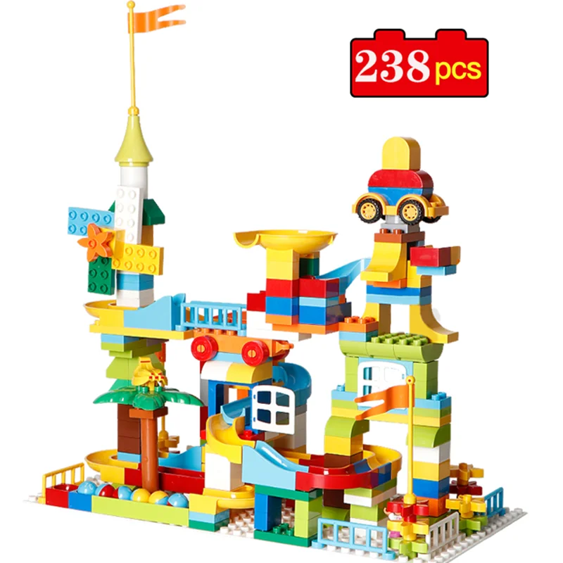 238pcs Big Size Creative Marble Race Run Building Blocks Variable robot Funnel Slide Bricks Compatible Duploed Toys For Children
238pcs Big Size Creative Marble Race Run Building Blocks Variable robot Funnel Slide Bricks Compatible Duploed Toys For Children