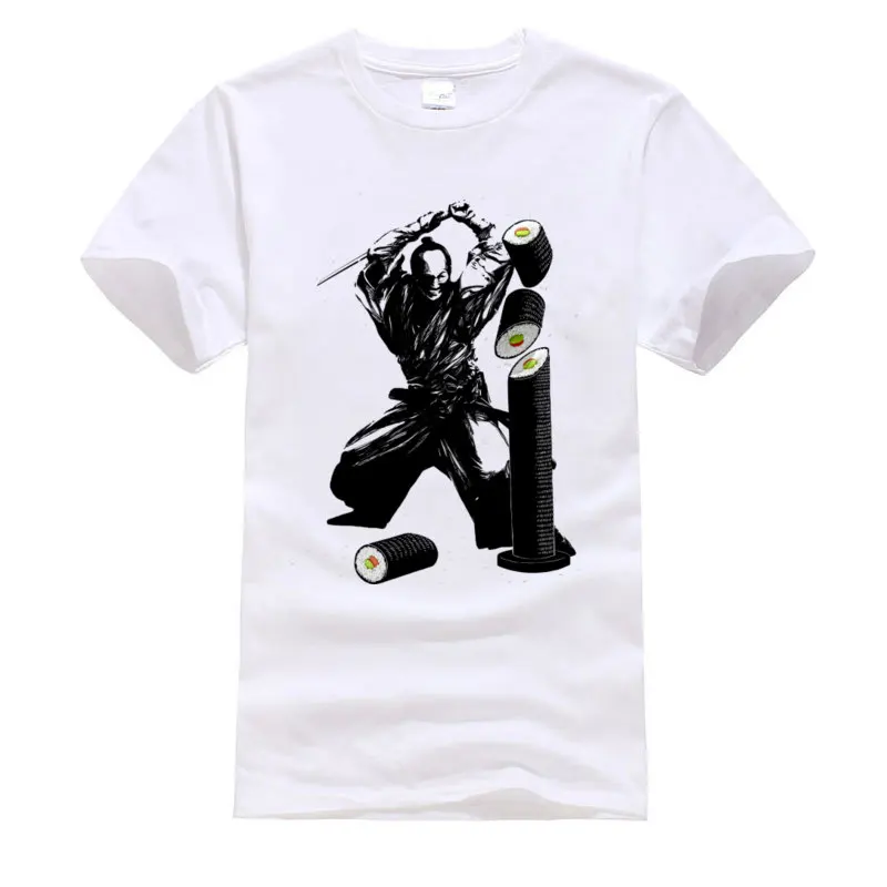 Sushi_Slasher_5168 100% Cotton Fabric Men Short Sleeve T Shirt Casual April FOOL DAY Top T-shirts Brand O-Neck T Shirts Sushi_Slasher_5168 white