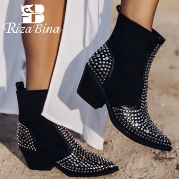 RIZABINA New Woman Ankle Boots Rivets Thick Heel Woman Short Boots Fashion Woman Winter Shoes Ladies Club Footwear Size 36-41
RIZABINA New Woman Ankle Boots Rivets Thick Heel Woman Short Boots Fashion Woman Winter Shoes Ladies Club Footwear Size 36-41