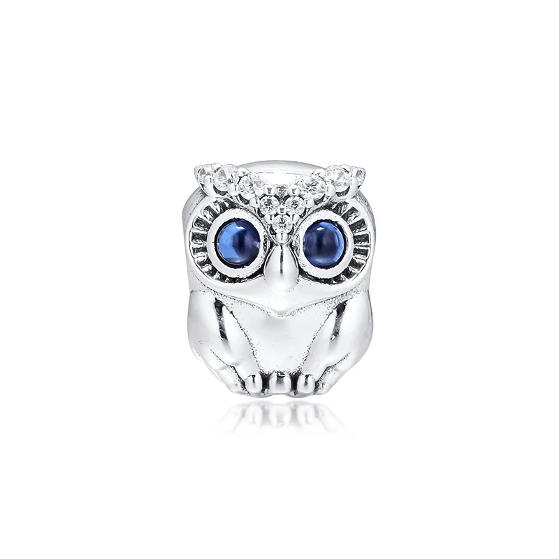 QANDOCCI DIY Подходит для Pandora шармы браслеты сверкающие Сова бусины 100% Серебро 925